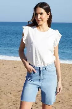 Джинсовые шорты-бермуды с необработанной отделкой Threadbare, синий