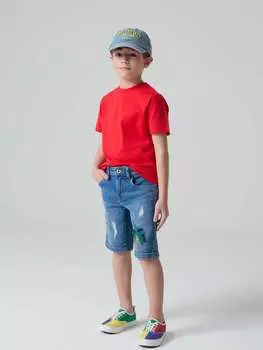 Джинсовые шорты-бермуды с вышивкой Piombo, цвет medium wash