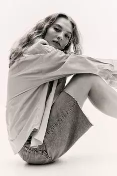 Джинсовые шорты-бермуды стандартного кроя H&M, синий