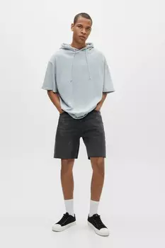 Джинсовые шорты-бермуды свободного кроя Pull&Bear, блеский черный