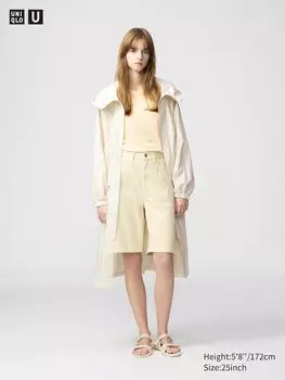 Джинсовые шорты-бермуды Uniqlo, бежевый