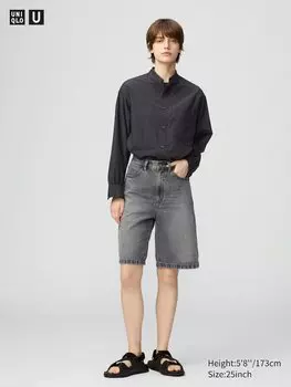 Джинсовые шорты-бермуды Uniqlo, серый