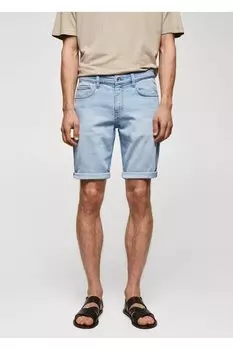 Джинсовые шорты-бермуды узкого кроя Mango, синий