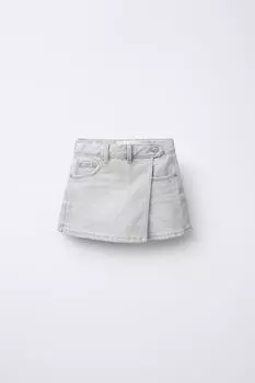 Джинсовые шорты- бермуды ZARA, цвет Light grey