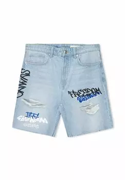 Джинсовые шорты Bershka, цвет Light Blue Denim
