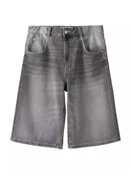 Джинсовые шорты Bershka Wide leg Jeans, серый деним