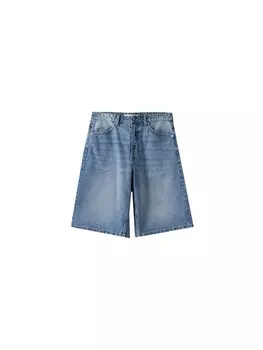 Джинсовые шорты Bershka Wide leg Jeans, синий деним