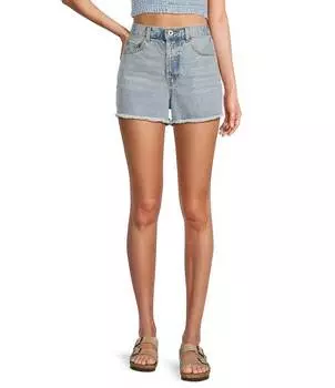 Джинсовые шорты без подшивки на пуговицах и молнии спереди с высокой посадкой Every, синий