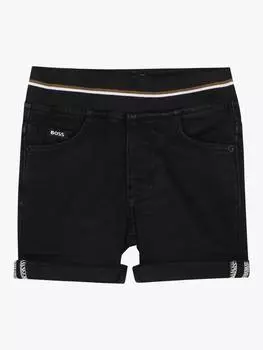 Джинсовые шорты boss baby с эластичной талией HUGO BOSS, черный