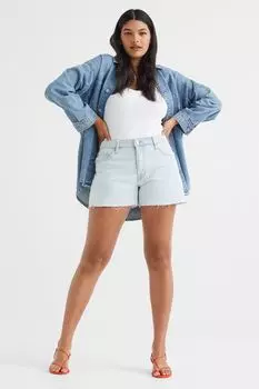 Джинсовые шорты Boyfriend Low в стиле 90-х H&amp;M, бледно-голубой деним