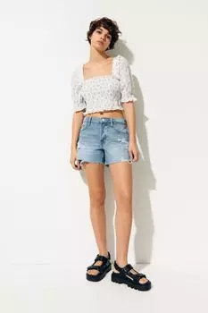 Джинсовые шорты Boyfriend Low в стиле 90-х H&amp;M, светло-голубой деним