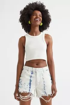 Джинсовые шорты Boyfriend Low в стиле 90-х H&amp;M, светло-голубой деним/узор