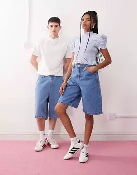 Джинсовые шорты-бридж унисекс Reclaimed Vintage, выбеленная