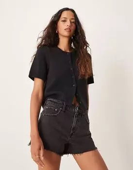 Джинсовые шорты черного цвета с высокой посадкой от Abercrombie & Fitch