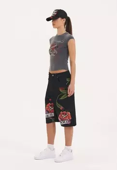Джинсовые шорты CHERRY LOVE BOMB Ed Hardy, черный