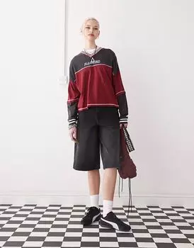 Джинсовые шорты COLLUSION черного цвета с потертостями