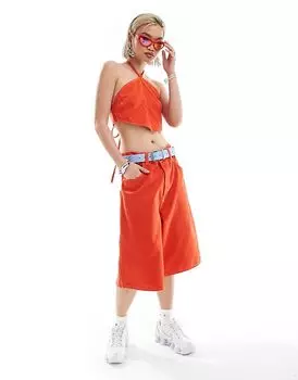 Джинсовые шорты COLLUSION ярко-оранжевого цвета