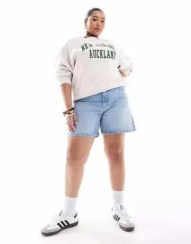 Джинсовые шорты Curve от ASOS DESIGN Dad, средне-синего цвета