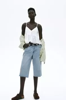 Джинсовые шорты длиной до колена с заниженной талией H&M, синий