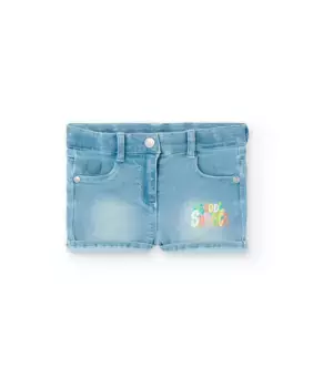 Джинсовые шорты для девочек с вышитыми деталями Boboli, синий