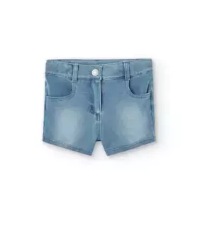 Джинсовые шорты для девочек с застежкой на пуговицы и молнию Boboli, голубой