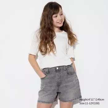 Джинсовые шорты для девочек UNIQLO, серый