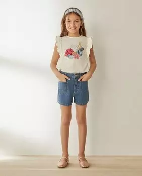 Джинсовые шорты для девочки с контрастной строчкой Coconut El Corte Ingls, синий