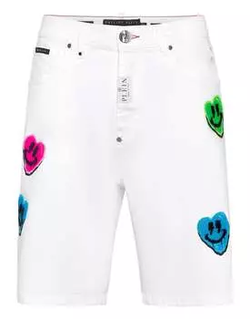 Джинсовые шорты Formentera Fit Smile Graffiti PHILIPP PLEIN, цвет white dream