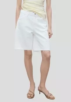 Джинсовые шорты FRAYED HEM Mango, белый