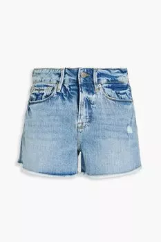 Джинсовые шорты Good Curve с потертостями GOOD AMERICAN, синий