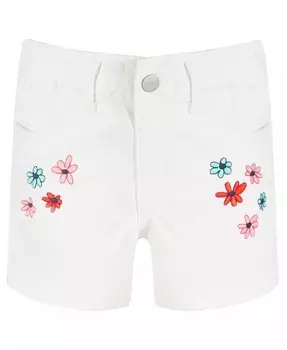 Джинсовые шорты Greenford для девочек-малышей с вышивкой в виде цветов в бумажном пакете Epic Threads, белый