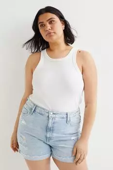 Джинсовые шорты H&amp;M+ Mom Comfort High, светло-голубой деним