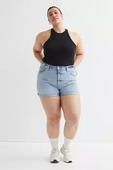 Джинсовые шорты H&M+ Mom Ultra High, светло-голубой деним