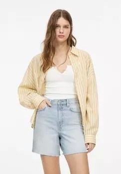 Джинсовые шорты HIGH WAIST PULL&BEAR, цвет Light-Blue Denim