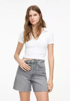 Джинсовые шорты HIGH WAIST PULL&BEAR, серый