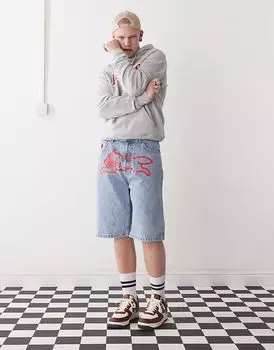 Джинсовые шорты ICECREAM для бега с собакой светло-голубого цвета