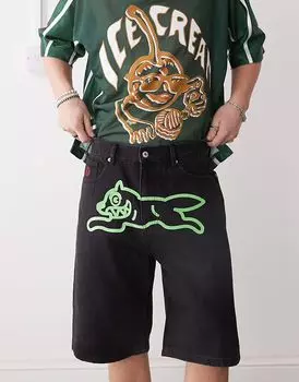 Джинсовые шорты ICECREAM для бега с собакой черного цвета