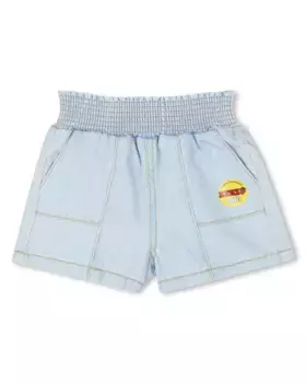 Джинсовые шорты из хлопка для девочек с эластичным поясом Kenzo Kids, голубой