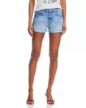 Джинсовые шорты Jazzy с высокой посадкой и манжетами L'AGENCE, синий