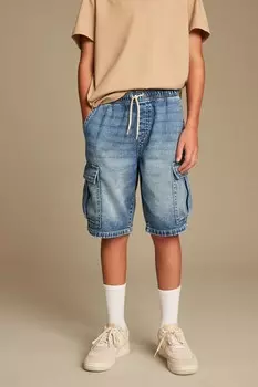 Джинсовые шорты карго (3–16 лет) Next, синий