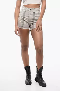 Джинсовые шорты карго Off-White Acid-Wash Effect, светло-фиолетовый