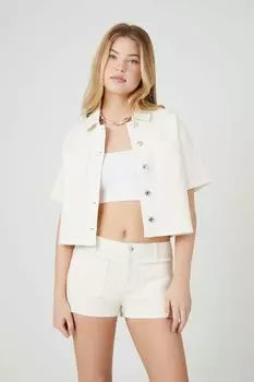 Джинсовые шорты карго с низкой посадкой Forever 21, кремовый