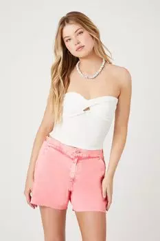 Джинсовые шорты кислотной стирки Forever 21, розовый