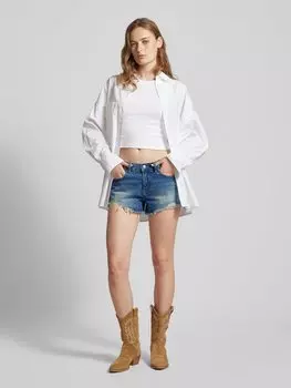 Джинсовые шорты классического кроя с эффектом потертости Gina Tricot