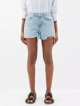 Джинсовые шорты le brigette с потертостями FRAME, синий