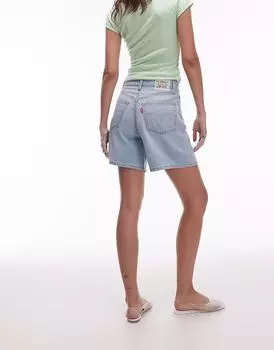 Джинсовые шорты Levi's с высокой талией, светло-голубого цвета