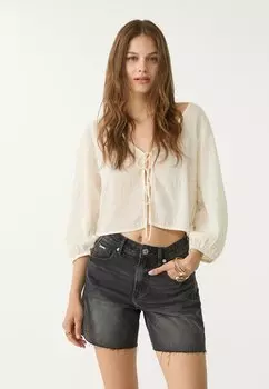 Джинсовые шорты LONGLINE Stradivarius, цвет Mottled Light Grey