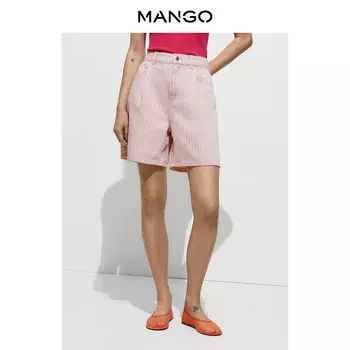 Джинсовые шорты Mango из смесового хлопка, розовый
