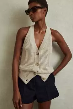 Джинсовые шорты Maya с завышенной талией Reiss, синий