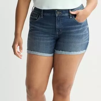 Джинсовые шорты миди с низкой посадкой для подростков плюс сайз So, цвет dark